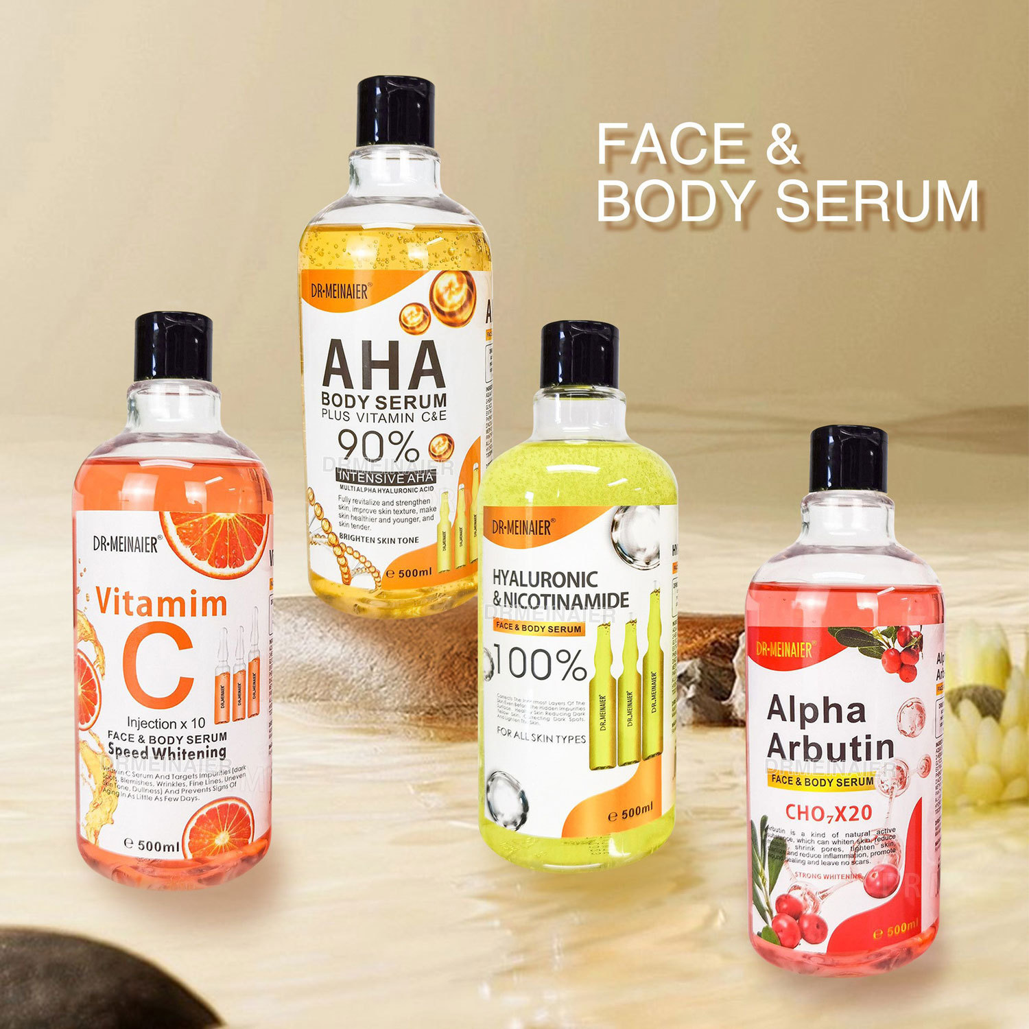 Alpha Arbutin Serum - 500ml AHA Hydraterende Gezichts- en Lichaamsserum,