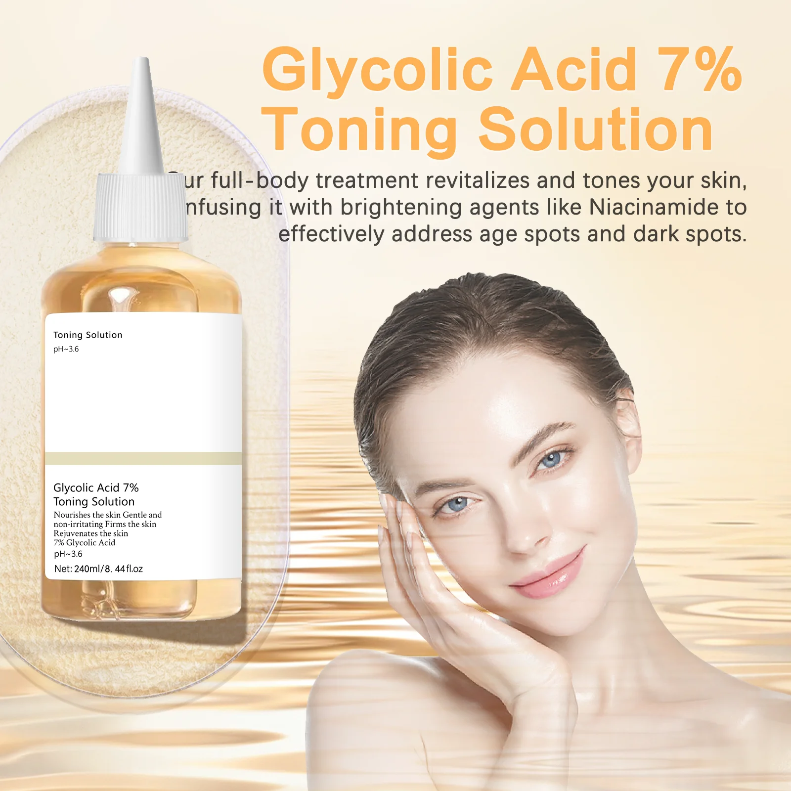 Lactic Acid Toner - 7% Glycolzuur Tonic Solution 240ml. Zacht