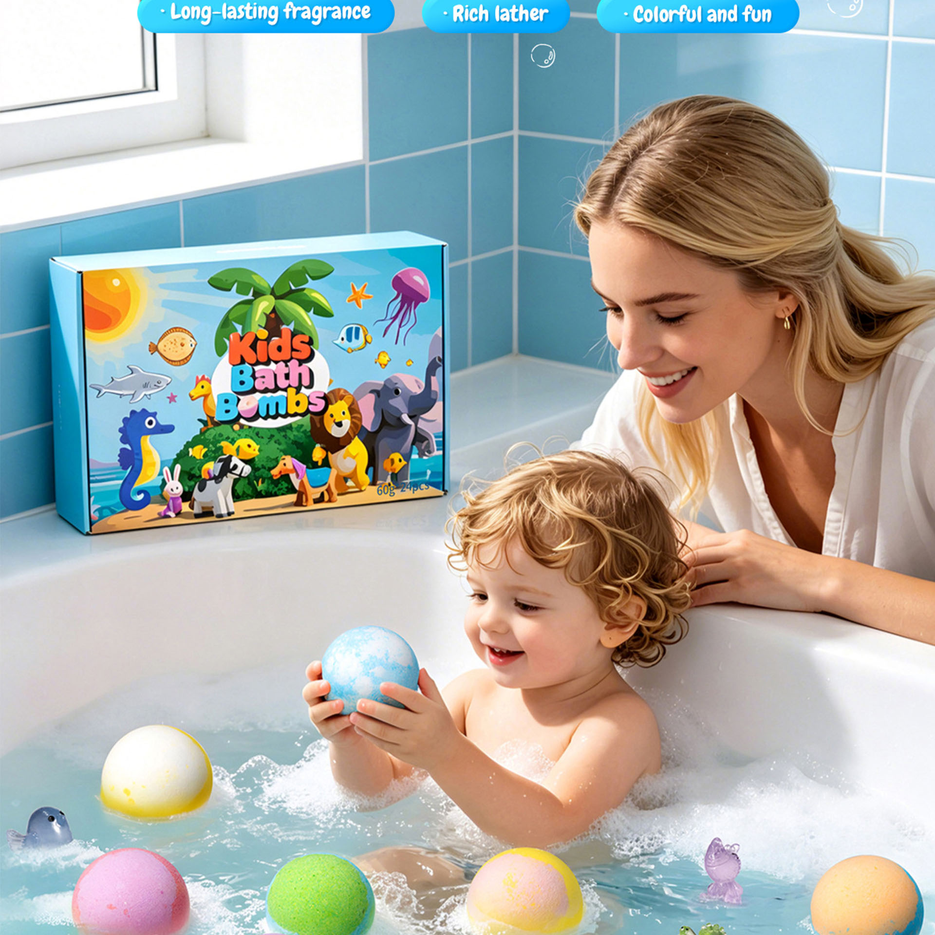 Skincare Animate - Dierenfiguurtjes badzoutballen set doos 12 stuks