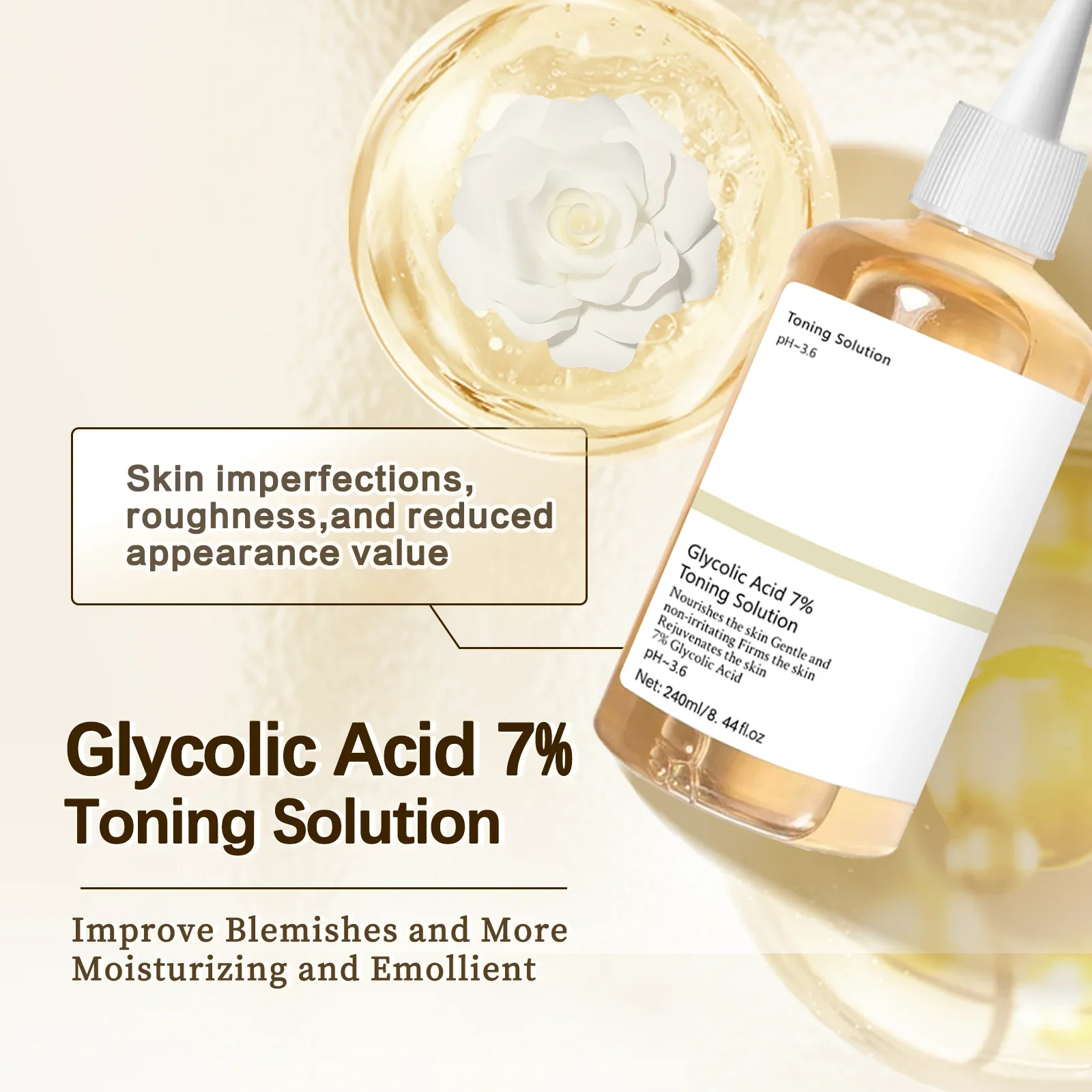 Lactic Acid Toner - Glycolzuur 7% Procent Toning Solution Gezichtsexfoliant